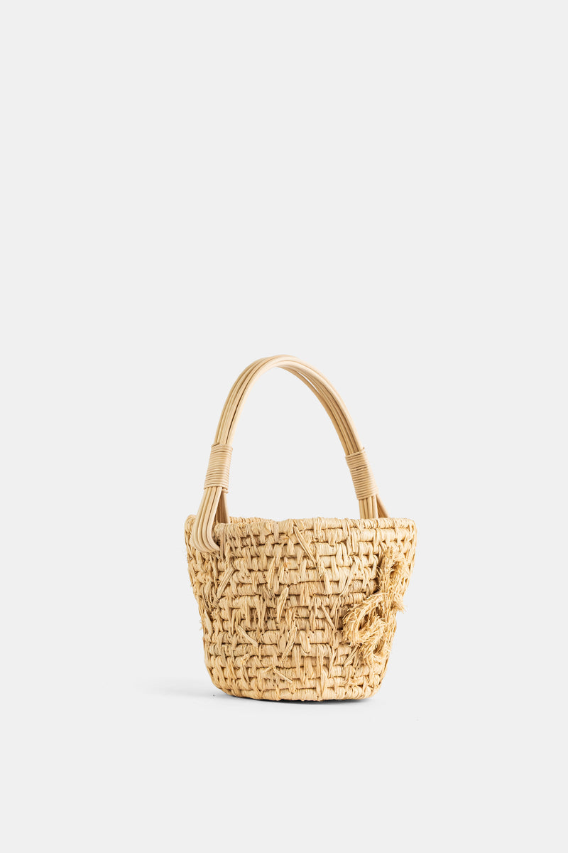 Hay Basket in Natural Straw and Rattan