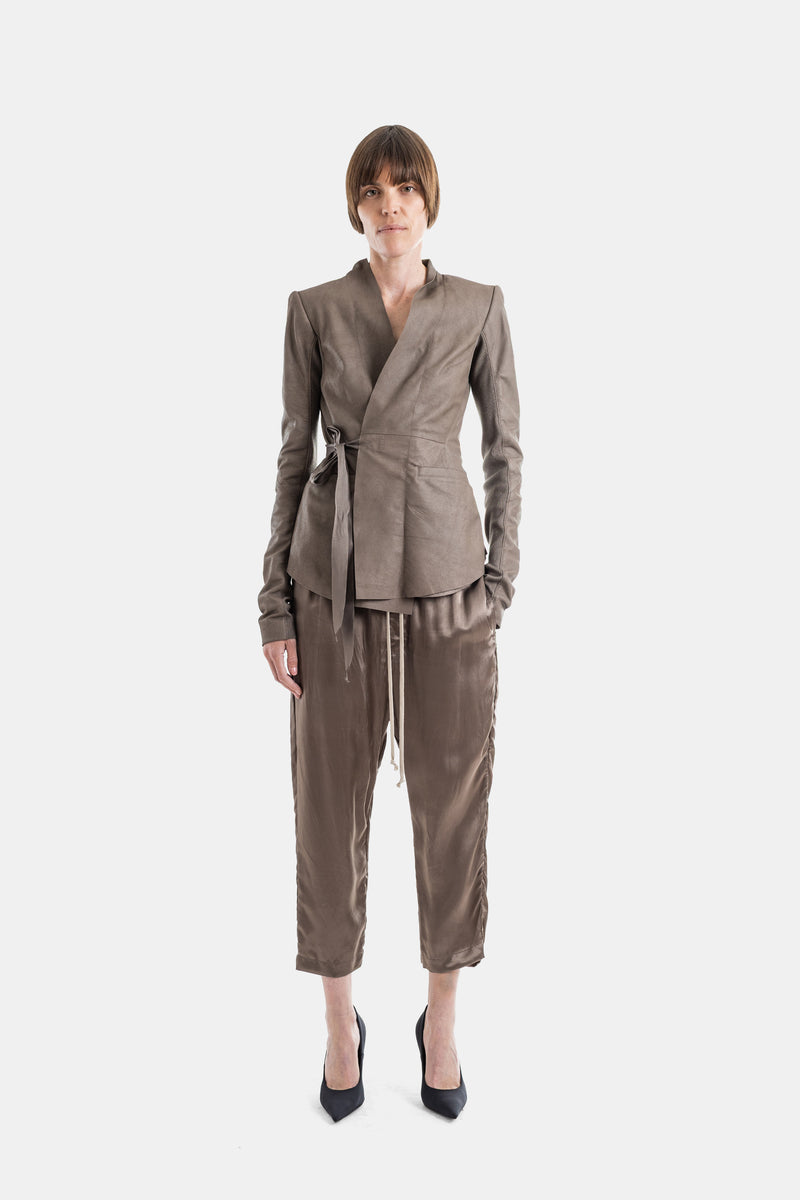 Veste portefeuille en agneau mat à nouer Hollywood Dust