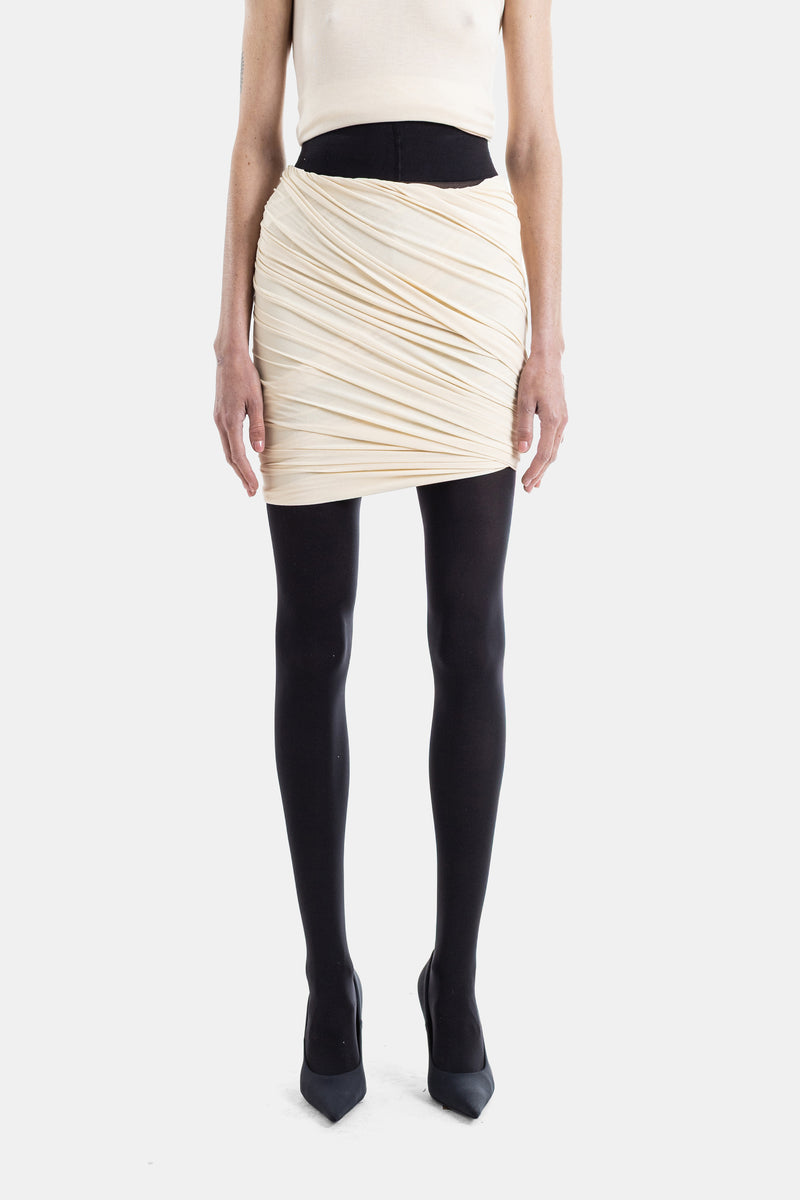 Mini-jupe Luna drapée asymétrique ivoire