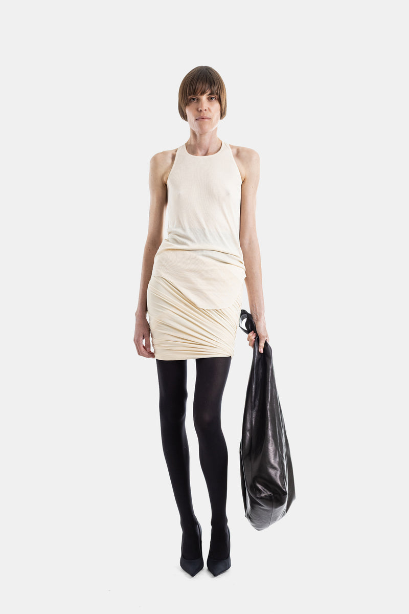 Mini-jupe Luna drapée asymétrique ivoire