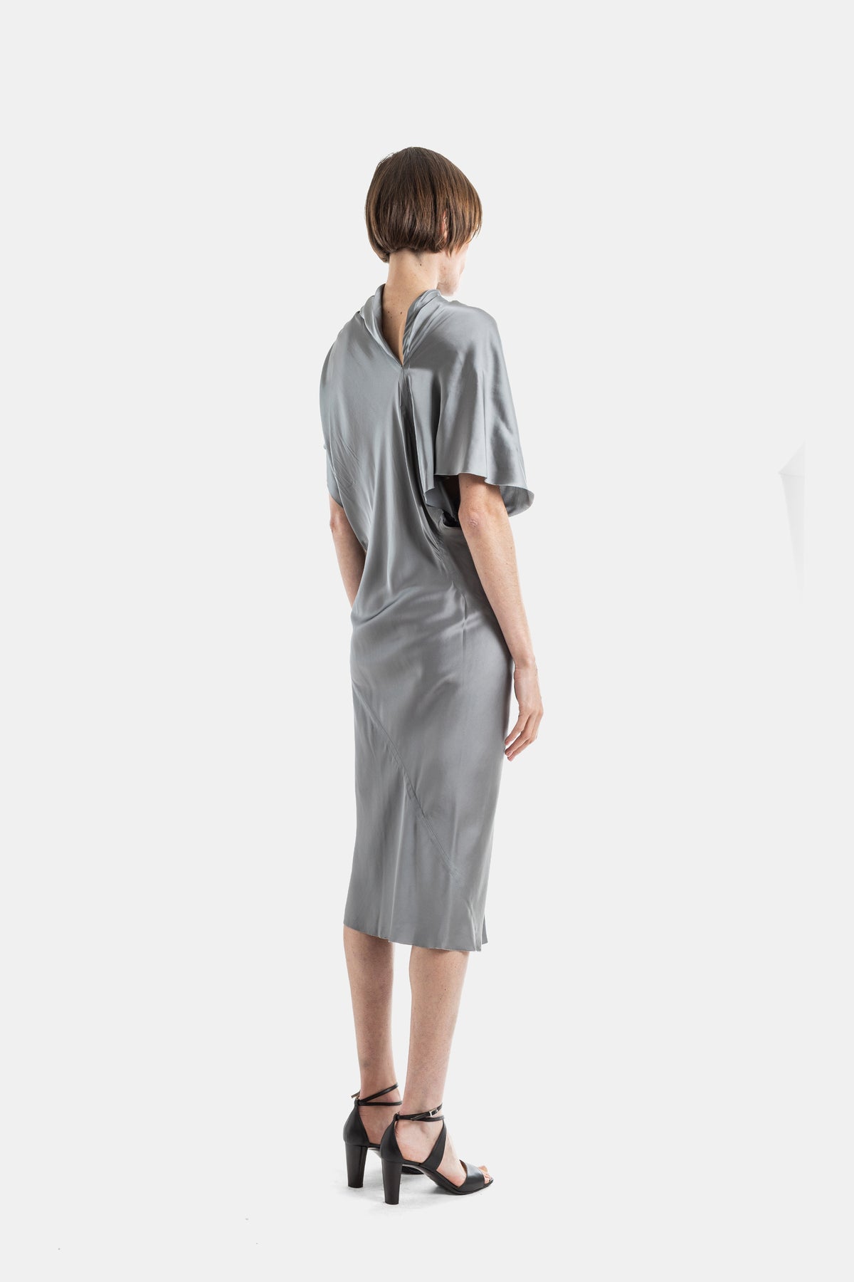 rick owens midi dress RICK OWENS Draped satin midi wrap dress