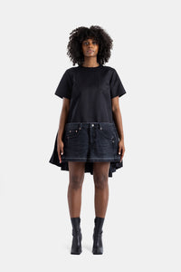 Hybrides Kleid aus schwarzem Denim - 2