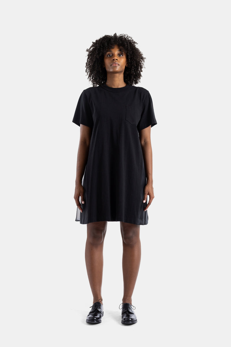 Robe hybride en jersey et nylon noire