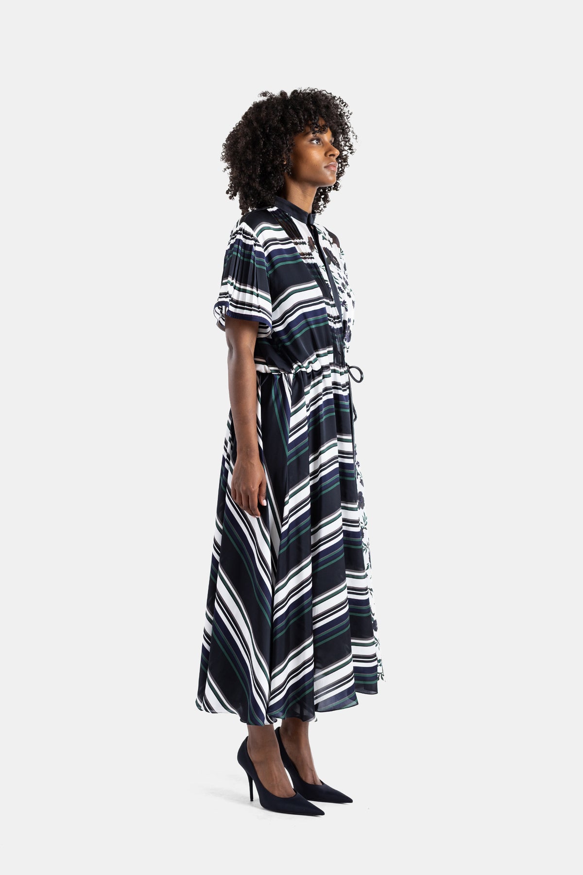 Pattern Mix asymmetrical midi dress