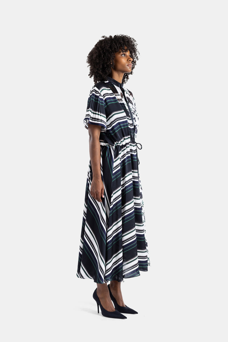 Pattern Mix asymmetrical midi dress