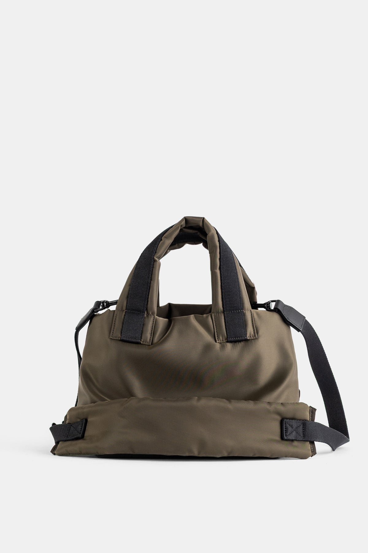 Nylon Tote Bag Small Multi-Pocket Khaki Olive