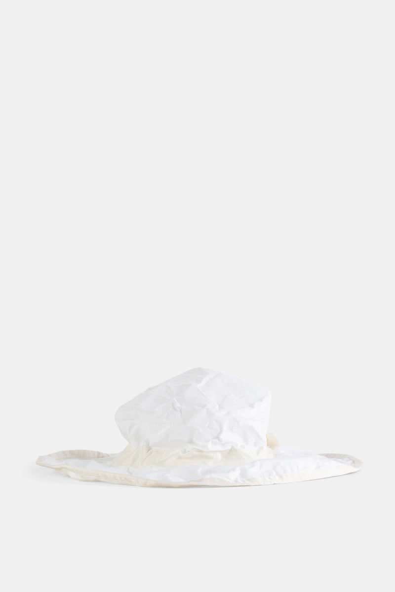 Canotier Large en Coton Blanc/Écru