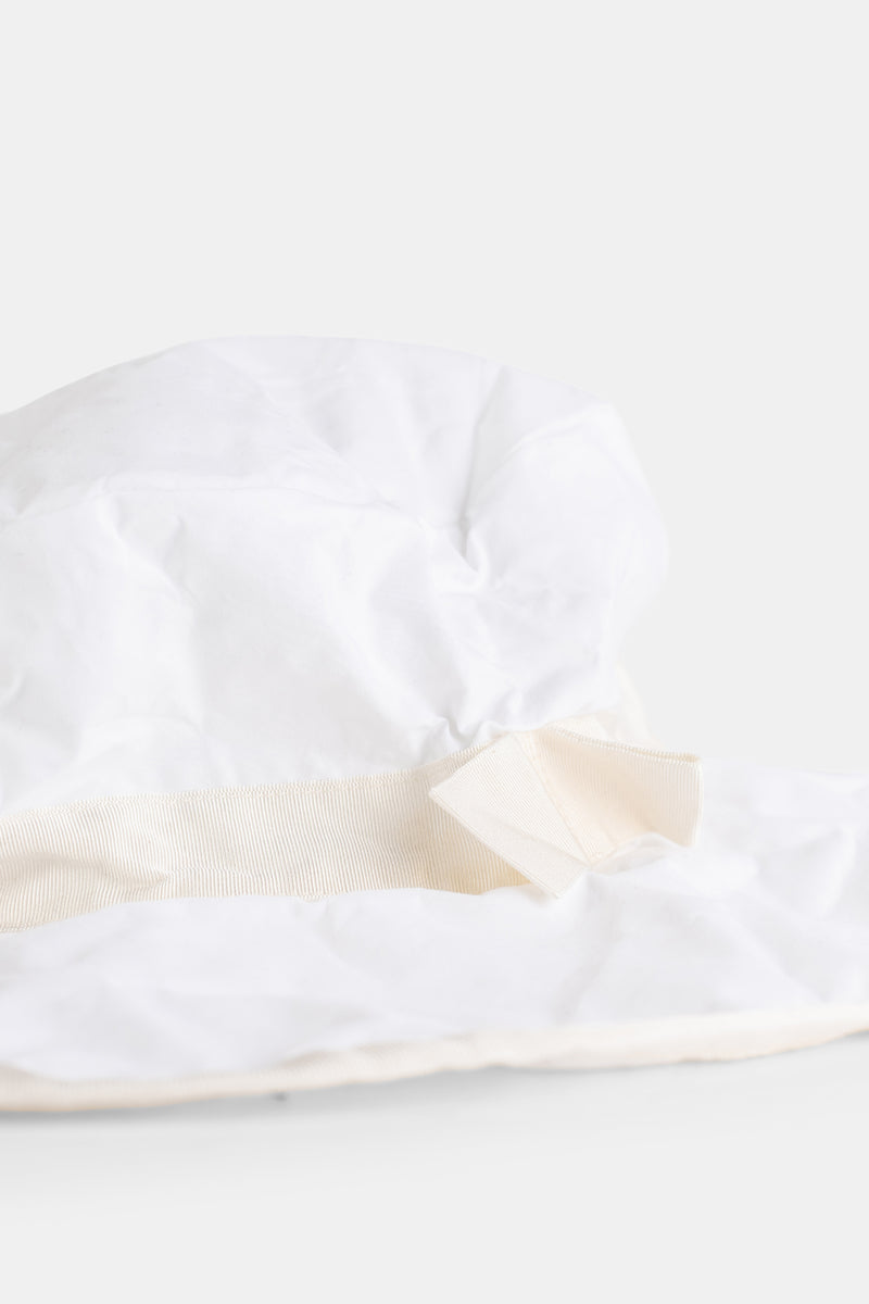 Canotier Large en Coton Blanc/Écru