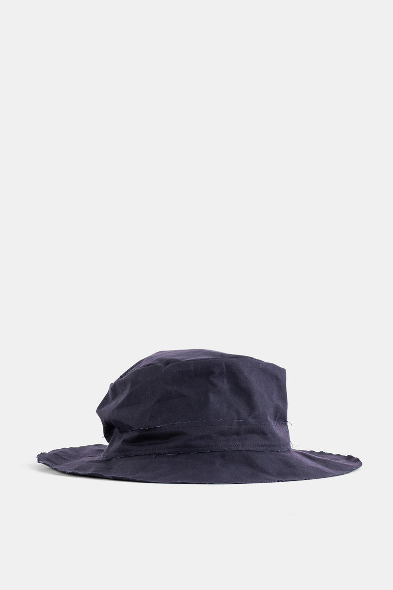 Chapeau coton ciré Walk Time Indigo/Noir