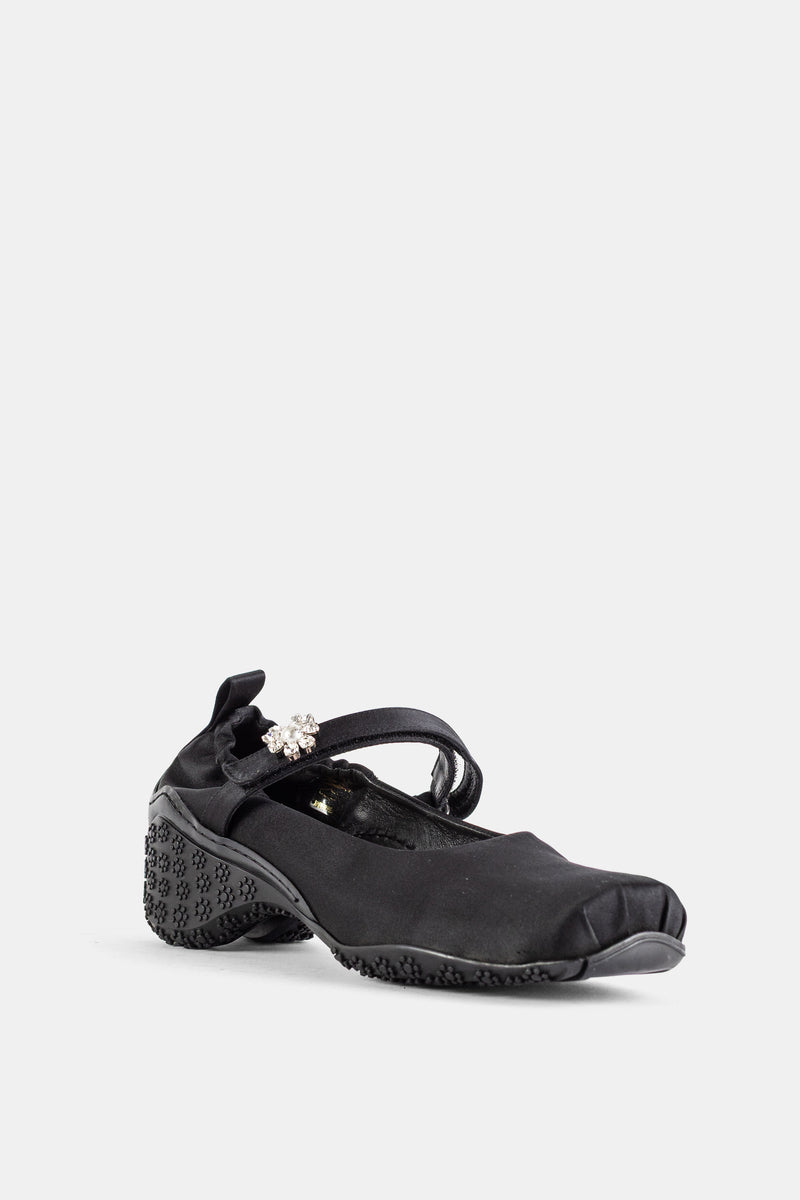 Ballet Runner Satin Black Crystal Pearl Embellishment