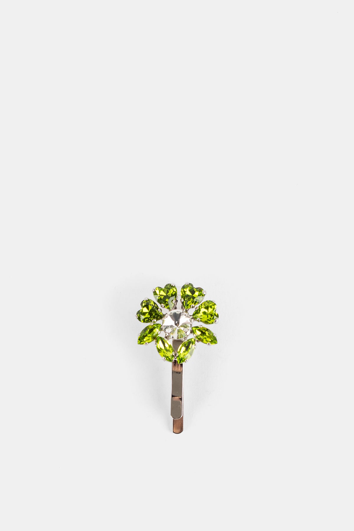 Barrette à cristaux floraux Heartbloom vert péridot