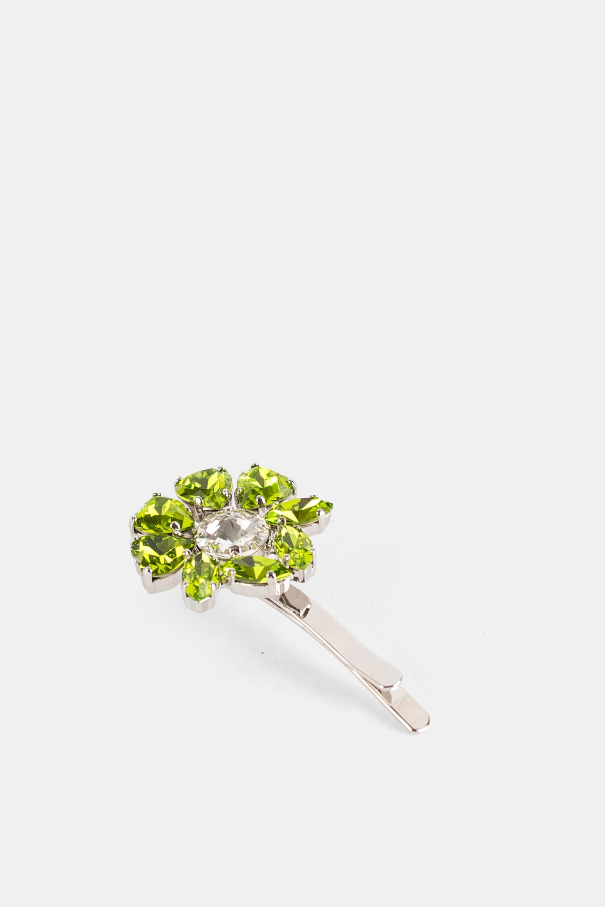 Barrette à cristaux floraux Heartbloom vert péridot