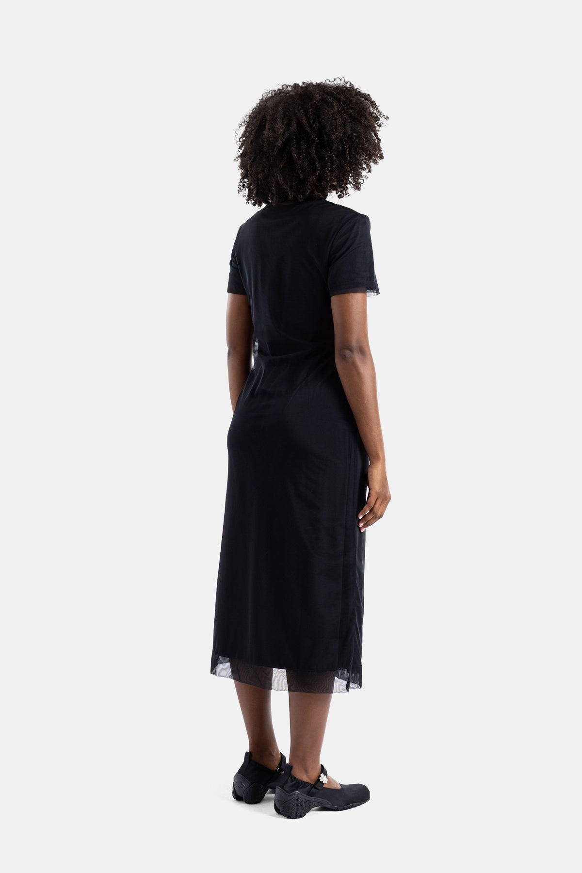Black Layered Pearl Midi Dress