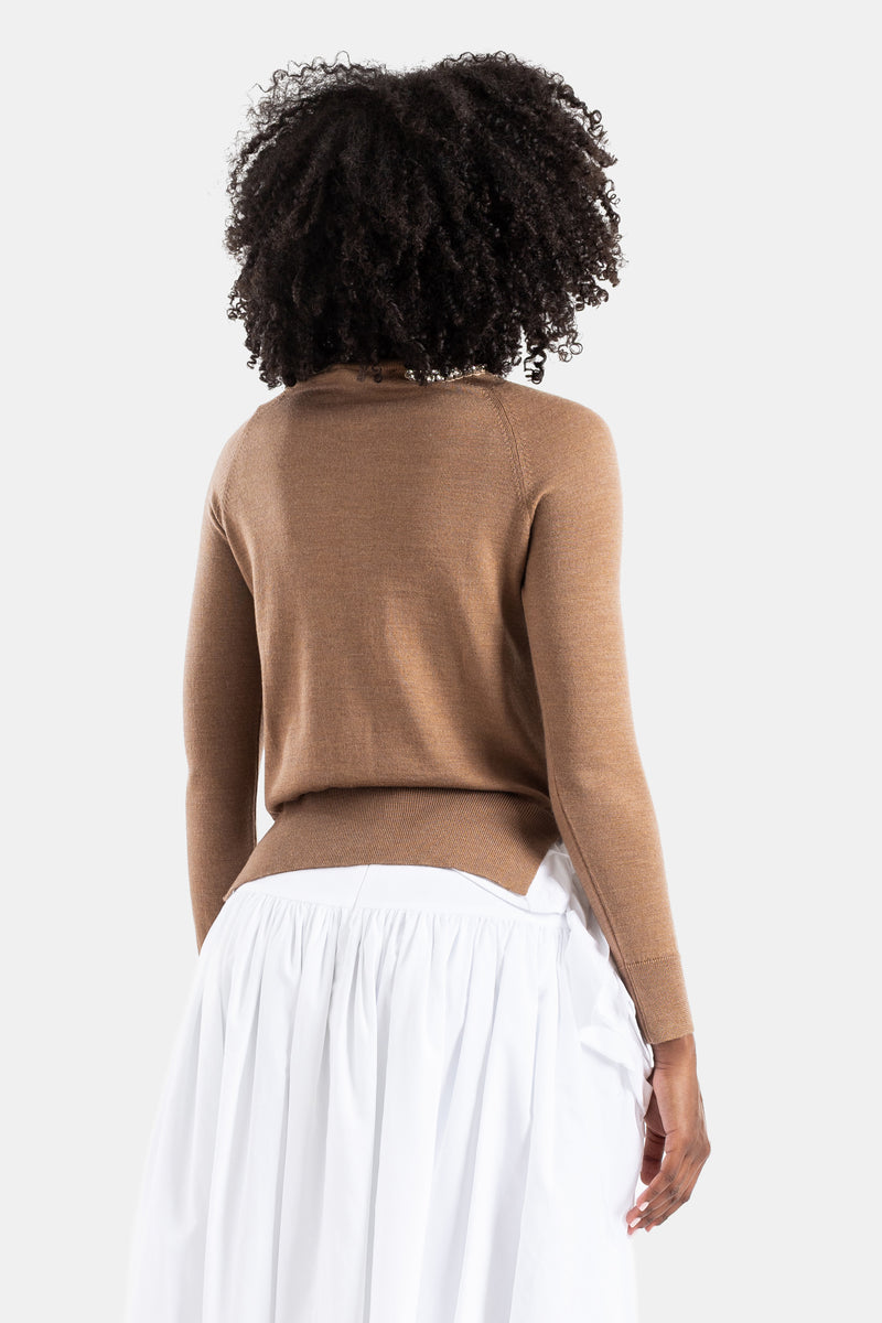 Chestnut merino and silk embellished cardigan