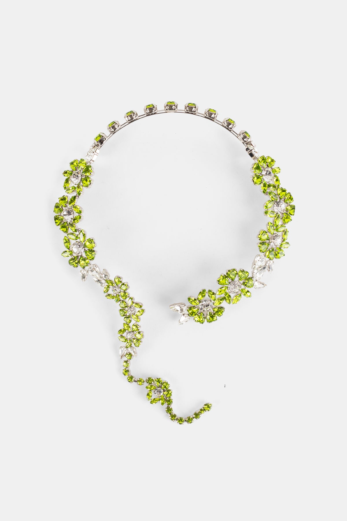 Collier architectural Fragment Heartbloom vert péridot et cristal