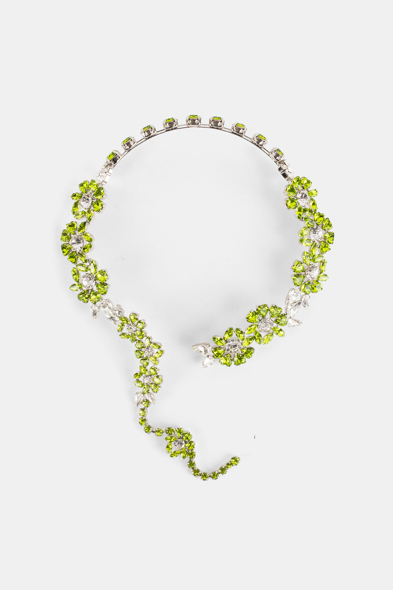 Collier architectural Fragment Heartbloom vert péridot et cristal