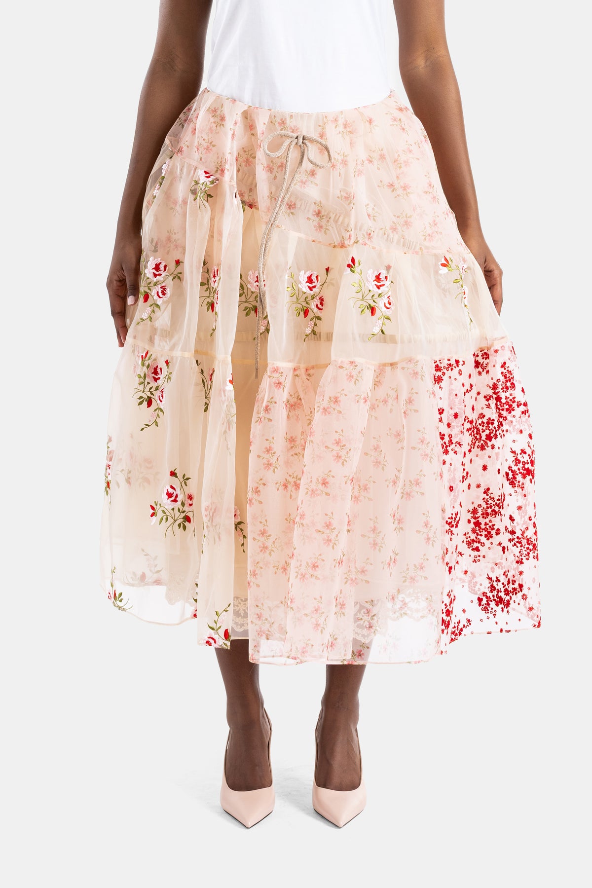 Toffee floral taffeta smock dress