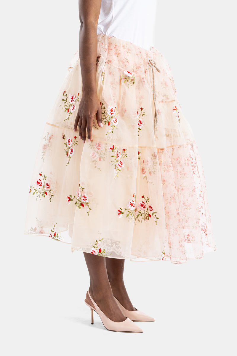 Toffee floral taffeta smock dress