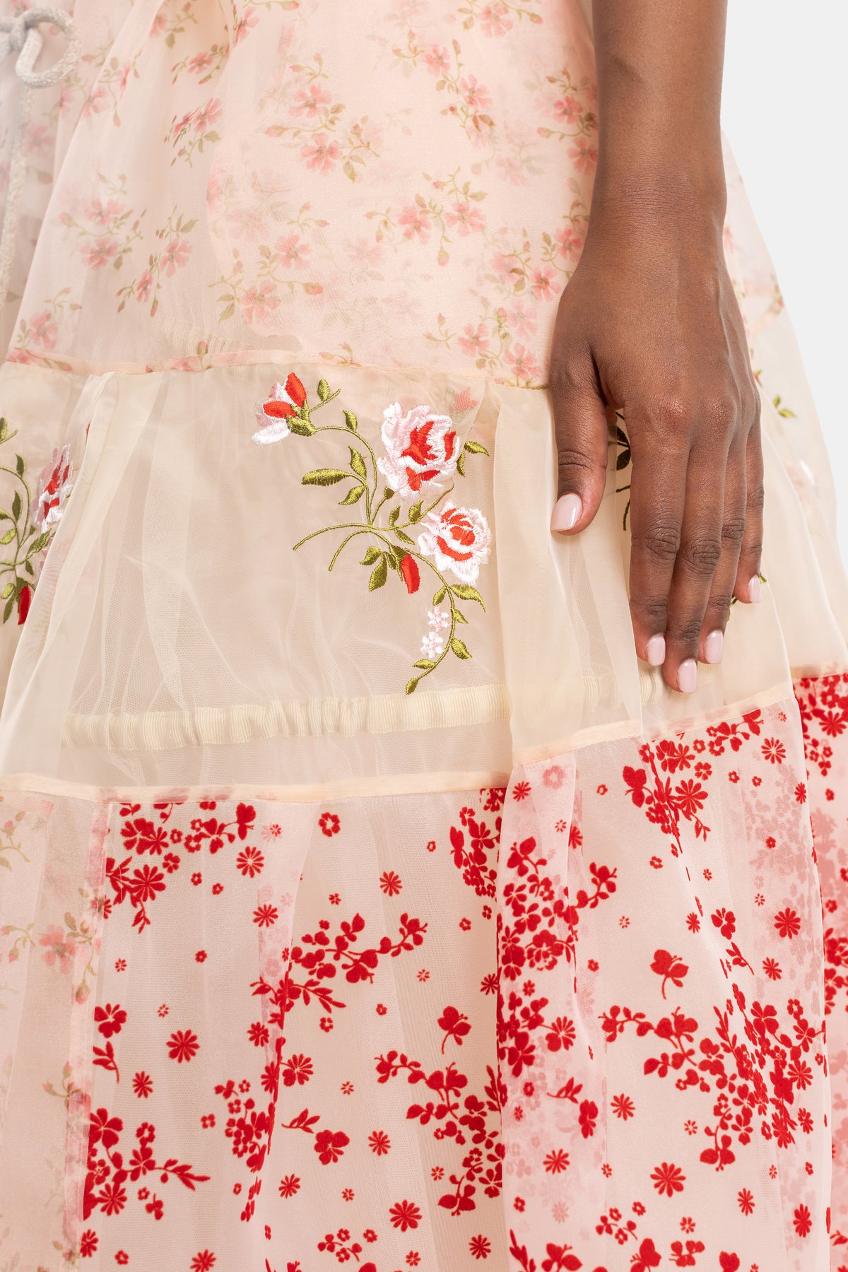 Toffee floral taffeta smock dress