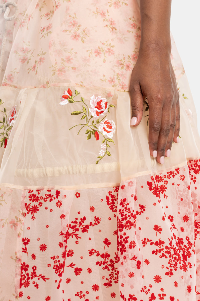 Toffee floral taffeta smock dress