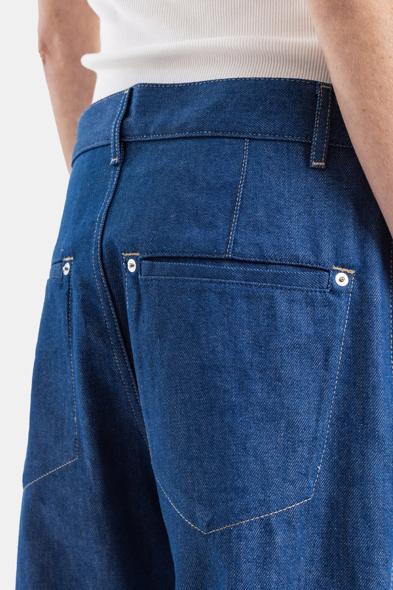 Jean Droit Cropped in Raw Lapis Denim