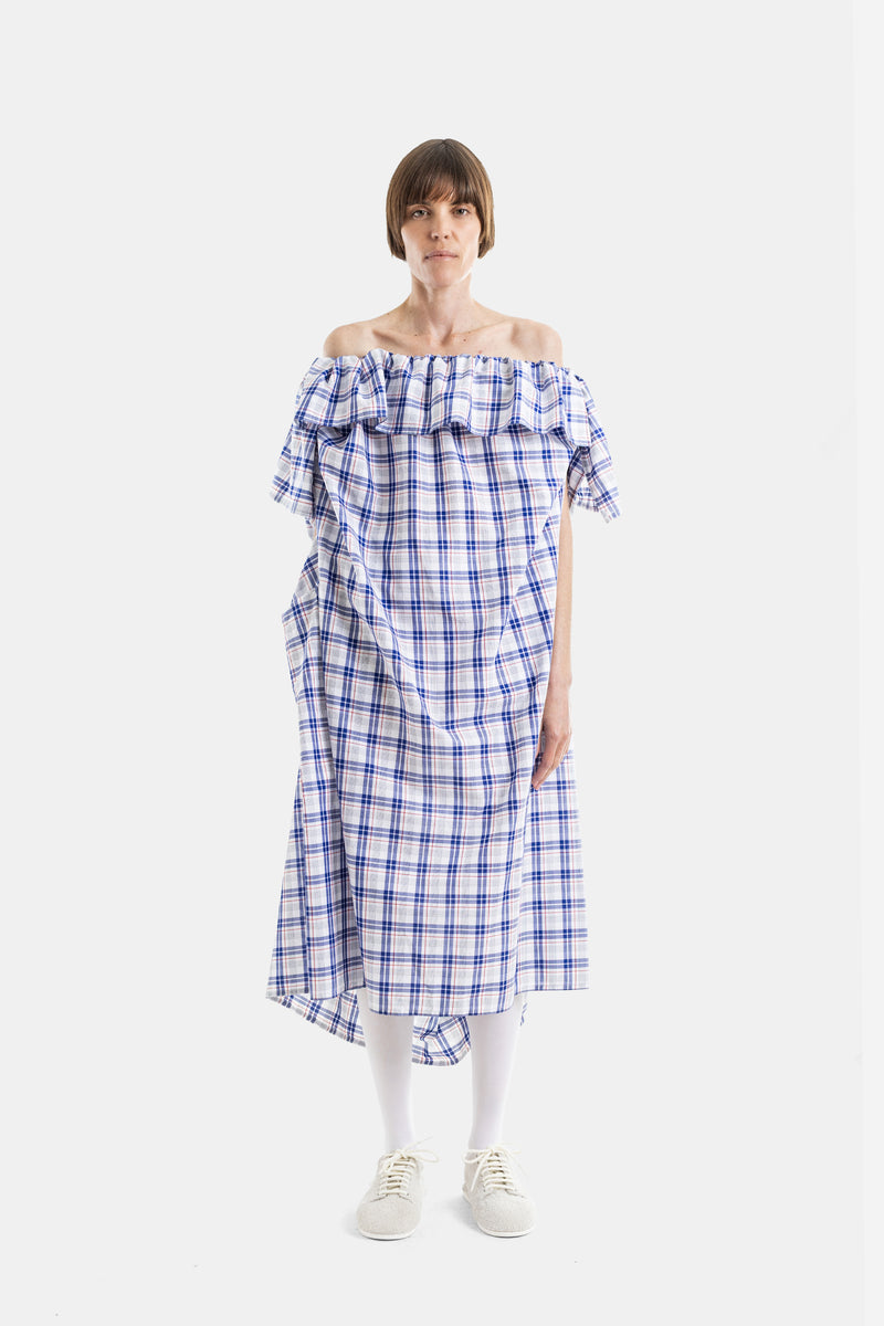 plaid off the shoulder midi dress Reclaimed Vintage - Off the Shoulder Midi Dress - Women - Polyester - 12 US