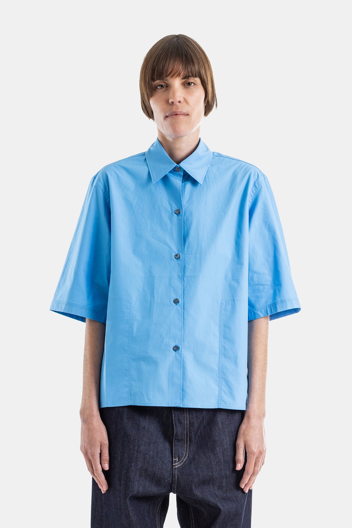 Biscay Shirt in Azure Cotton Poplin