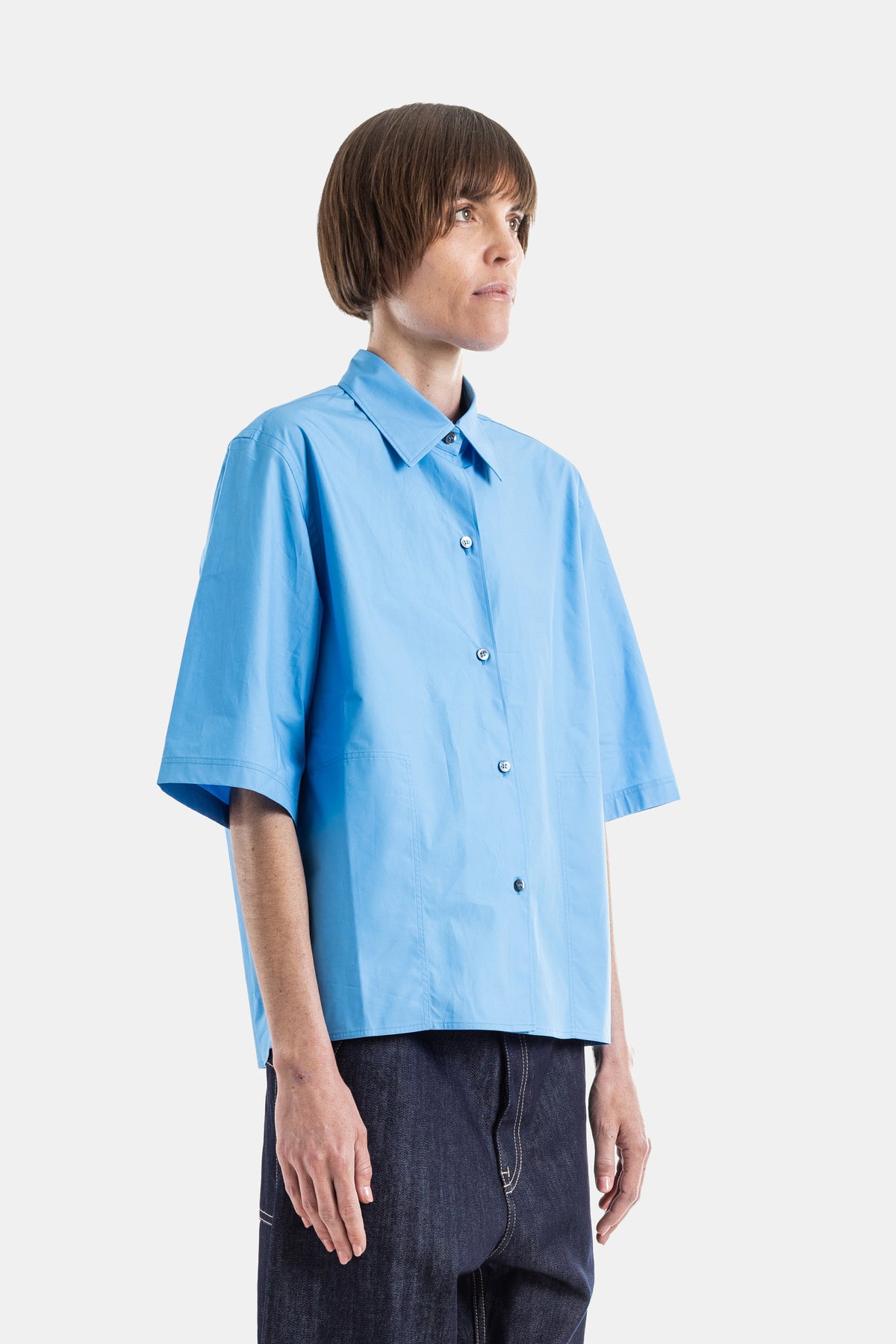 Biscay Shirt in Azure Cotton Poplin