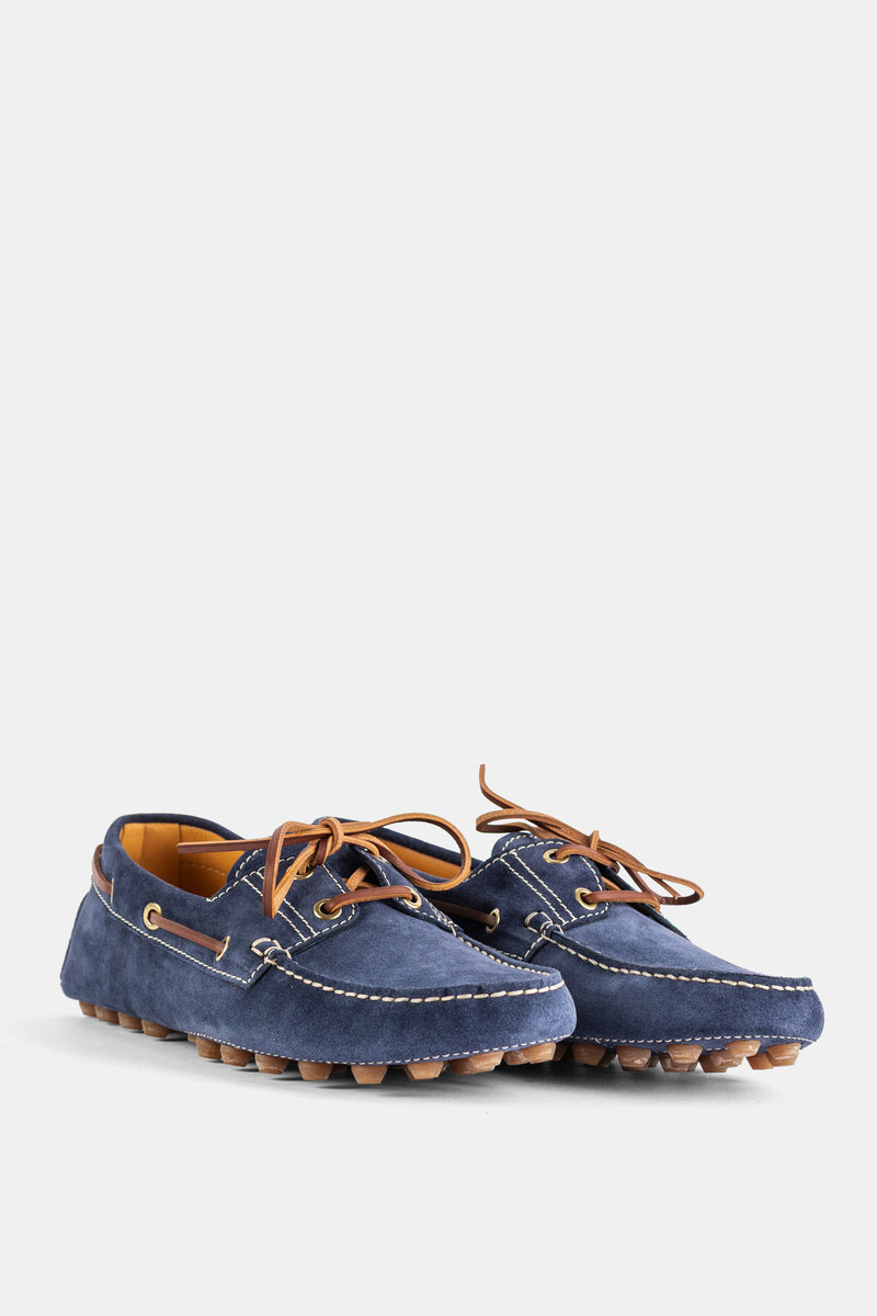 Chaussures bateau Gommino en cuir suédé bleu