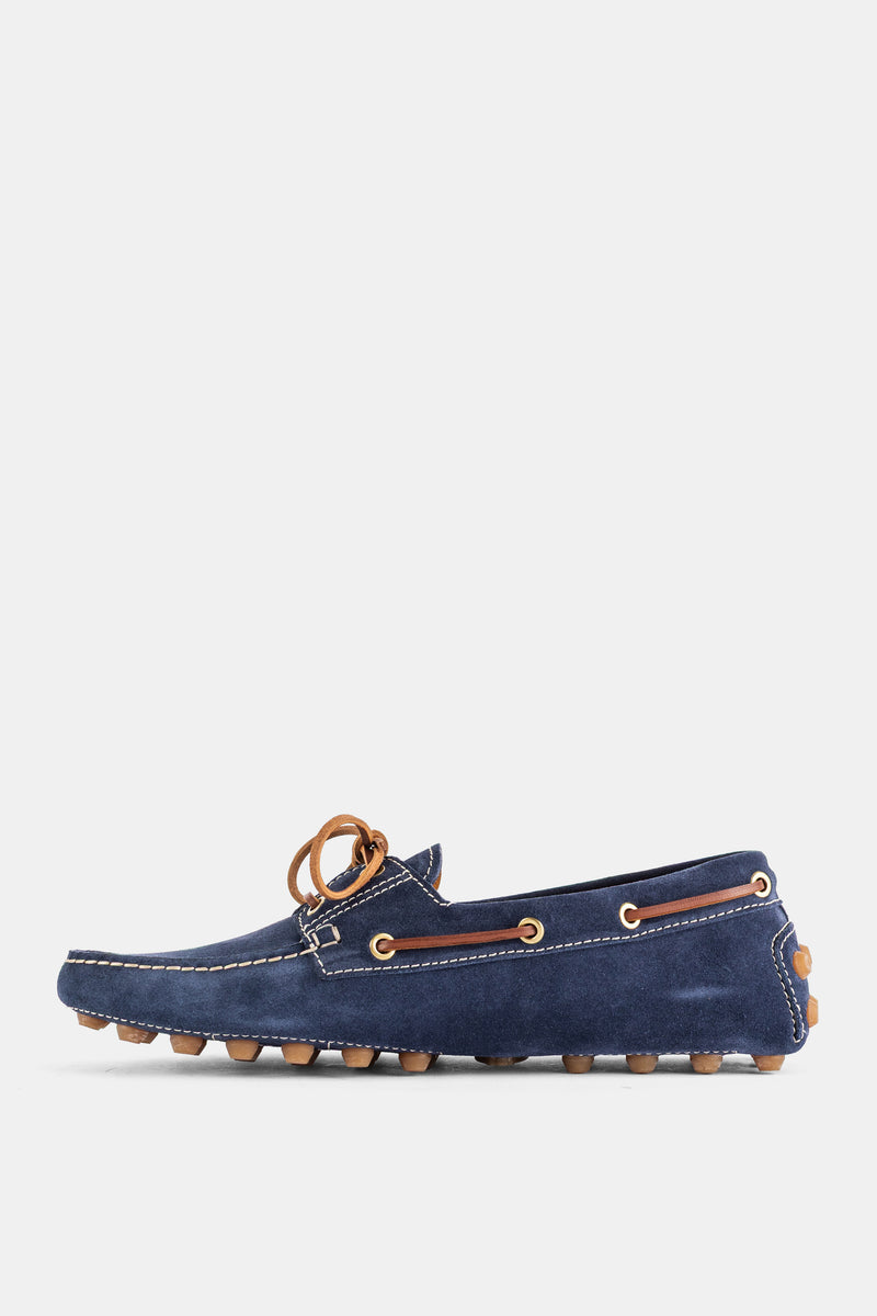 Chaussures bateau Gommino en cuir suédé bleu