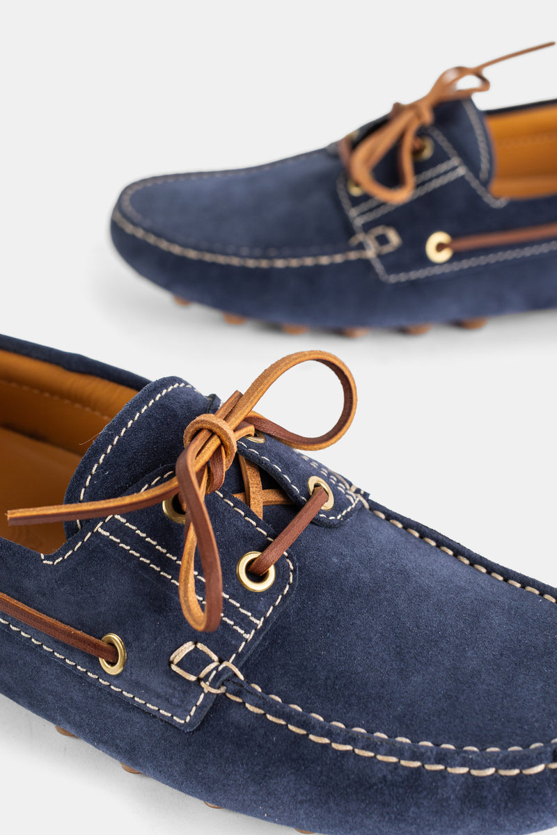 Chaussures bateau Gommino en cuir suédé bleu