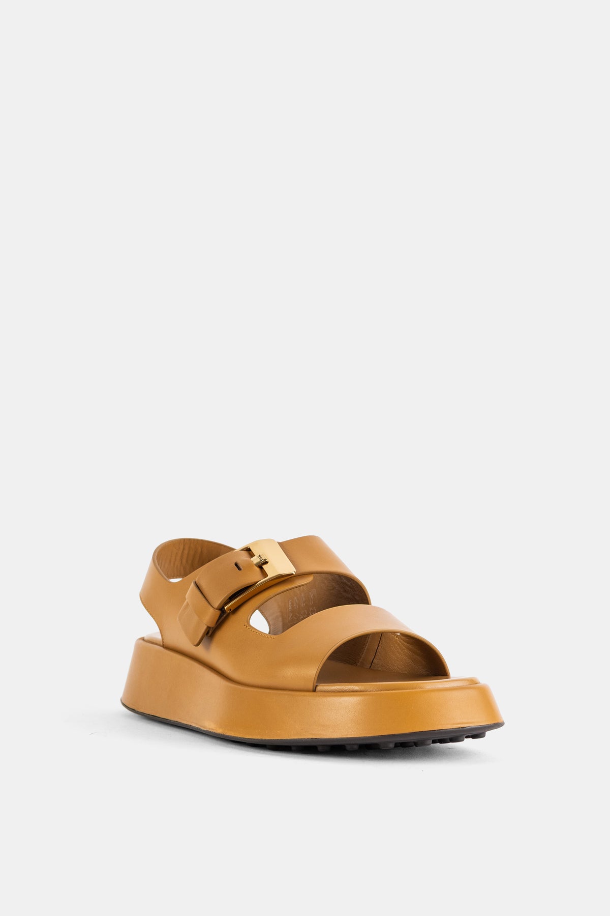 Camel leather double-strap sandal
