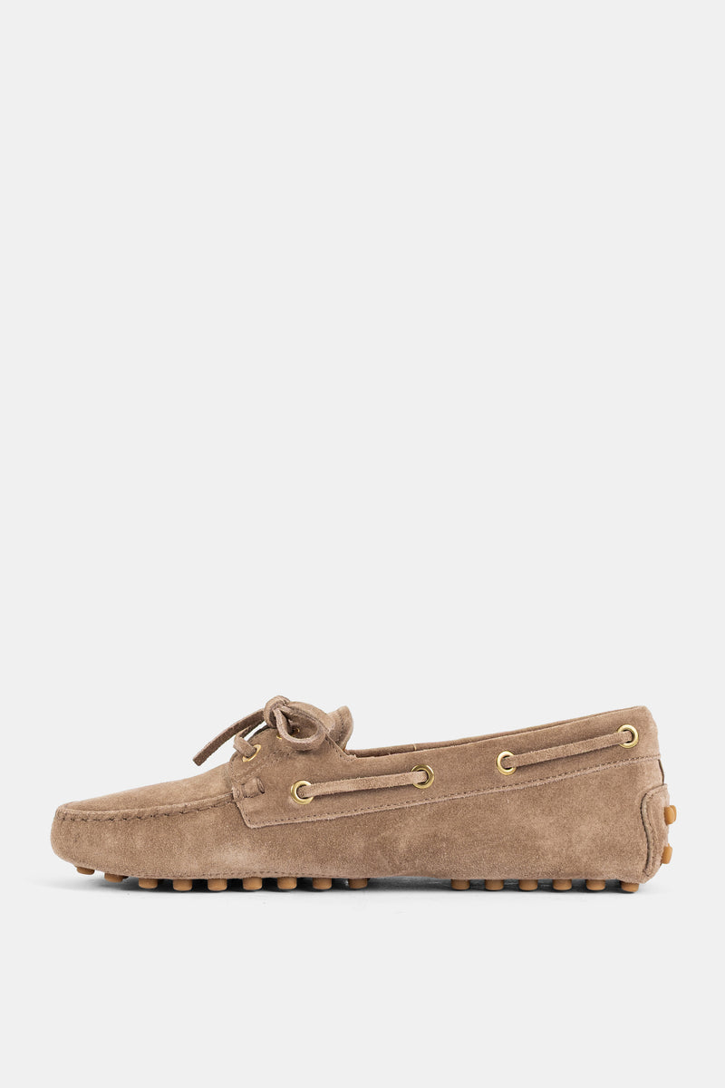 Mocassin Bateau Gommino en Daim Taupe