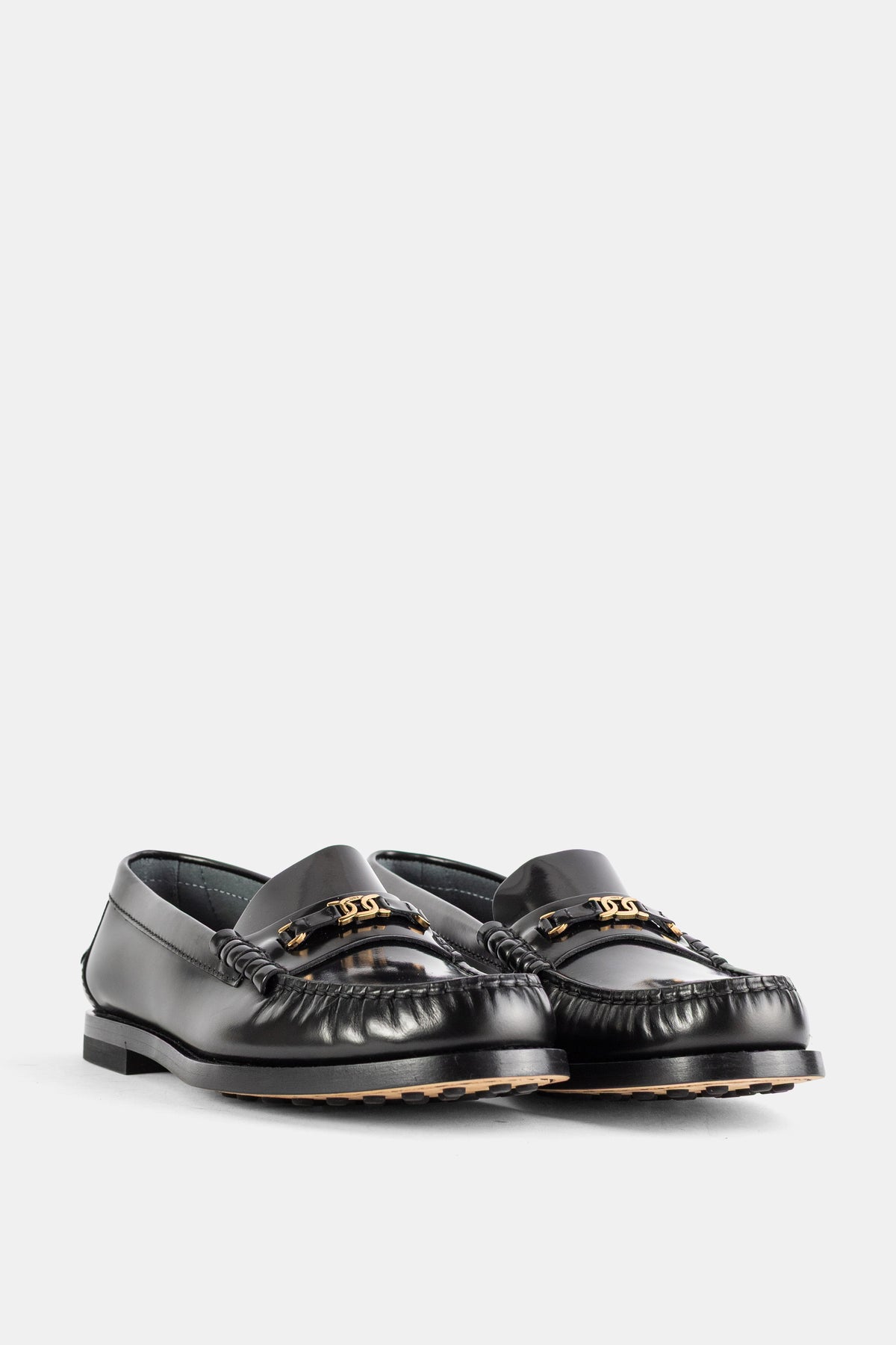 Black Polished Leather Loafers