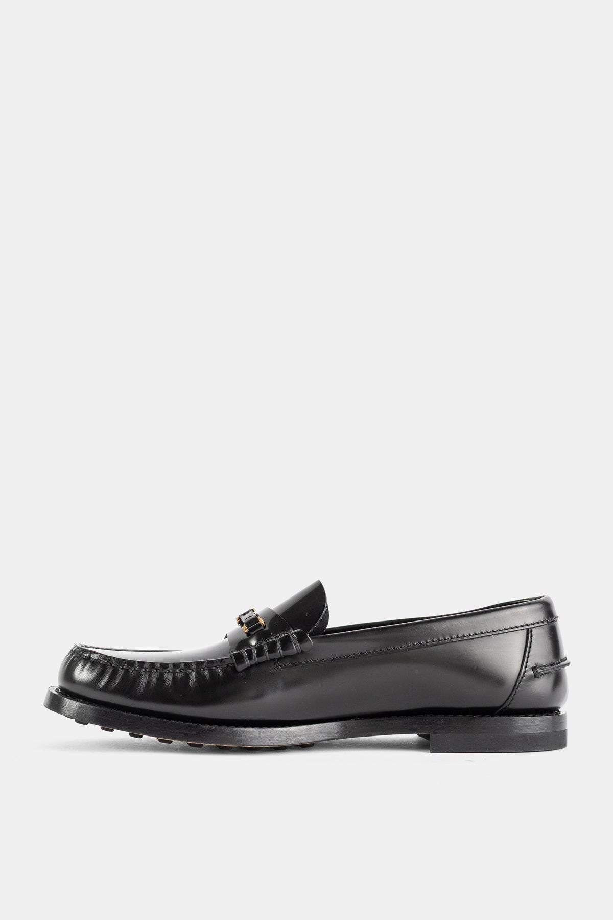 Black Polished Leather Loafers