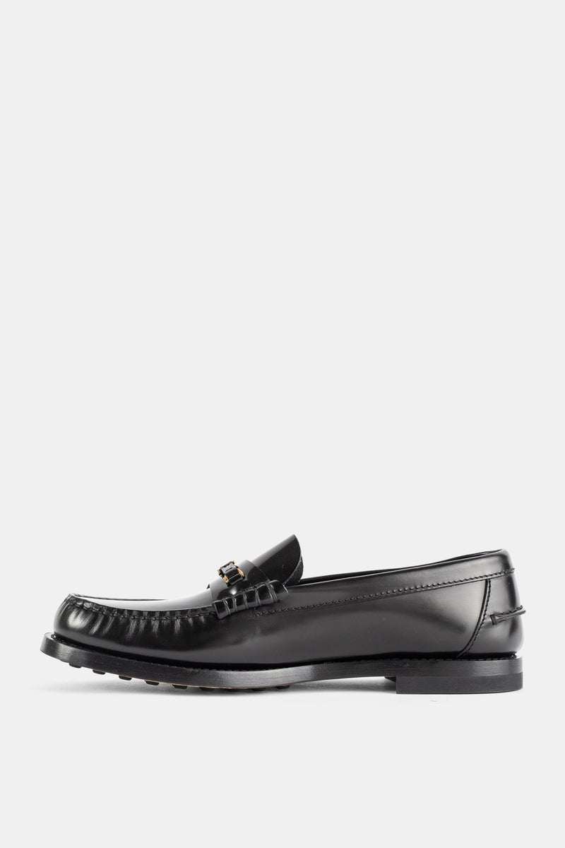 Black Polished Leather Loafers