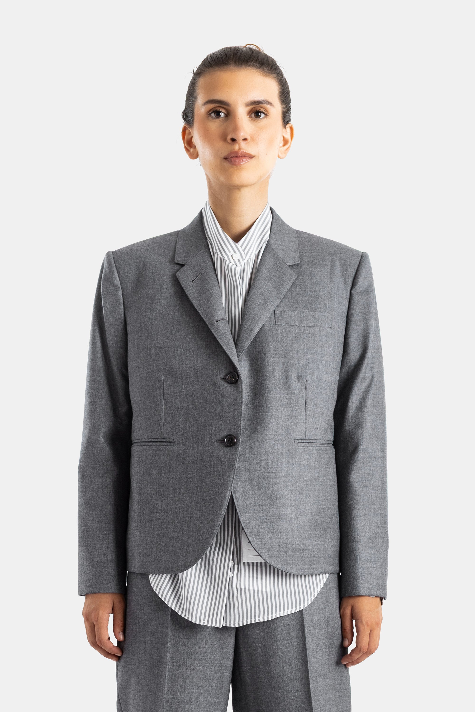 Thom Browne Grey Wool High Armhole Jacket | Actuel B